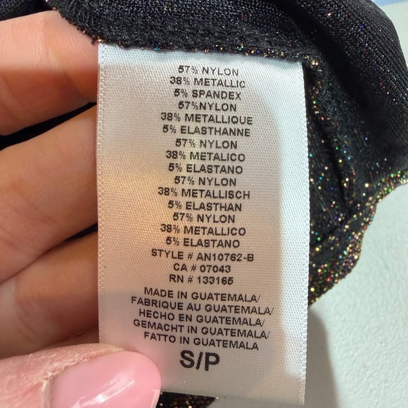 Eri + Ali Metallic Rainbow Surplice Tank Top Women S Black Glam Disco Shimmer - Picture 7 of 11